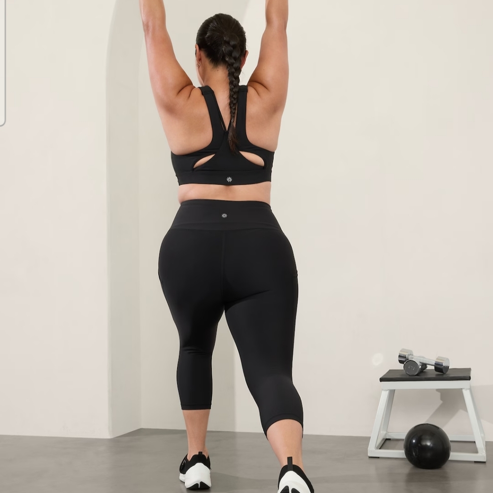 Athleta High Rise Chaturanga Capri Solid Black - Picture 2 of 13